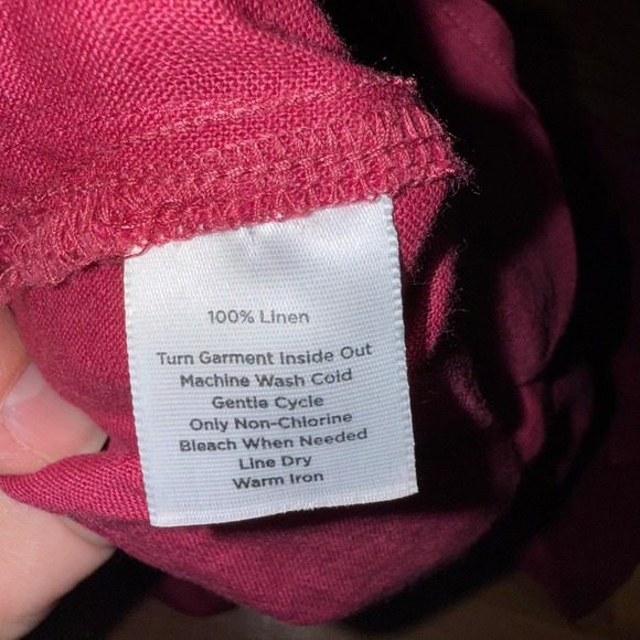Talbots Petites maroon‎ Linen Button Down Shirt Collared Long Sleeve 12P resort - Picture 5 of 5